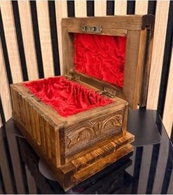 Resim El Yapımı Ceviz İşlemeli Osmanlı Sandığı, 5 Adımlı 3 Şifreli Gizemli Sandık, Bilmeceli Şifreli Kumbara 