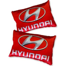 Resim Hyundai Dijital Baskılı Kırmızı Araç Seyahat Boyun Yastık 2'li Set Hyundai Oto Ayna Askısı Kırmızı 