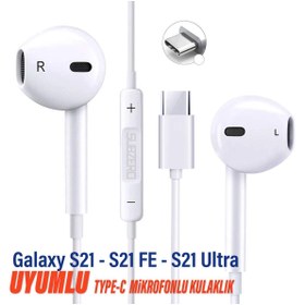 Resim EXENAR Samsung S21 - S21 FE - S21 Ultra Uyumlu Type-C Mikrofonlu Kulaklık Beyaz 