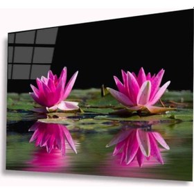 Resim Miyrem Glasses Collection -a1^ Lotus Çiçeği Cam Tablo 