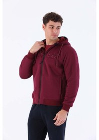 Resim Maraton Comfort Erkek Kapüşonlu Bordo Eşofman Üstü Bordo 