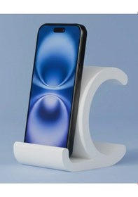 Resim Dekoratif C Harfi Tasarımlı Masaüstü Akıllı Telefon Standı Ve Tutucu Beyaz 