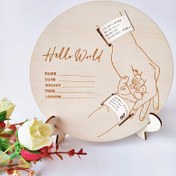 Resim Vintage ilhamlı Ahşap Doğum Duyurusu Plaketi "Merhaba, Dünya" Tasarımı ile - İlk Gün için Kişiselleştirilmiş Oyma, Hastane Bileklik Gösterimi için İdeal, Toplanabilir Fotoğraf Hafifası, Hastane Hafifası | Vintage ilhamlı Dekor | Dayanıklı Ahşap Plaketi, Doğum Duyurusu Dekoru 