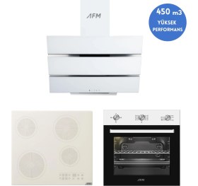 Resim Afm Tech Laura Vitroseramik Elektrikli Beyaz Ankastre Set ( V6-05 + FM7301 +FM3251W ) 