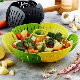 Resim Ozcmax Plastik Katlanır Buharda Pişirme Aparatı Sağlıklı Haşlama Sepeti 