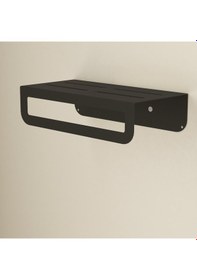 Resim Metal Banyo Rafı - Raflı Havluluk - Havlu Tutacağı - Mutfak Tuvalet Havluluğu - Modern Duş Askısı Siyah 