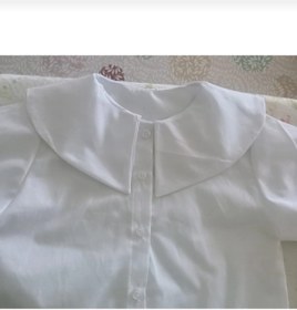 Resim BAV Butik Ayvitrin Kız Çocuk Kısa Kollu Tasarım Şal Yaka Gömlek Beyaz(KUMAŞI DOKUMASİNDA CİZGİLER MEVCUT) 