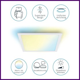 Resim Delixa Panel Tavan Lambası Ayarlanabilir Beyaz, Kısılabilir, 1000 Lm, Sıcak Ila Soğuk Beyaz, Kare, Wi-Fi Üz 