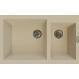 Resim POLEX Cristalüx Granit Evye P-1,75 Bej 1,5 Gözlü Tezgah Altı Ve Tezgah Üstü Mutfak Evyesi 81x50,5cm 