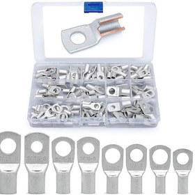 Resim Vkemall 6,10,16,25 Gauge Telli Elektrikli Terminal: 120 Adet Dairesel Teneke Kaplı Bakır Gözlü, Yalıtksız Kablolu Piller İçin Uçlar 