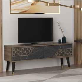 Resim DEMONTE DECOR 2 Kapaklı Toronto Tv Sehpası Ceviz-royalmermer 