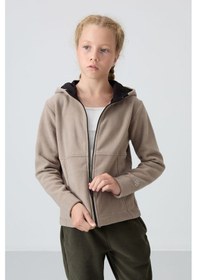 Resim Tommy Life Koyu Bej Kalın Yumuşak Dokulu Standart Fit Nakışlı Polar Kız Çocuk Sweatshirt - 75152 Koyu Bej 