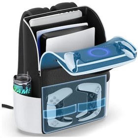 Resim Motion003 Ps5 İçin Sırt Çantası Siyah Ve Beyaz Büyük Kapasiteli Su Geçirmez Depolama Çantası Slim Pro Modelleri İle Uyumlu 