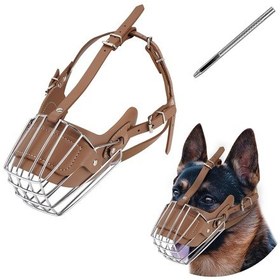 Resim Pasha Pet Metal Deri Köpek Ağızlığı M - 33 Cm 