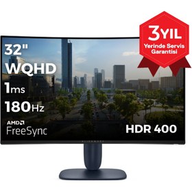 Resim Dell Alienware AW3225DM 32 2560x1440 WQHD 180Hz 1ms HDMI DP HDR 400 FreeSync Curved Gaming Monitör 