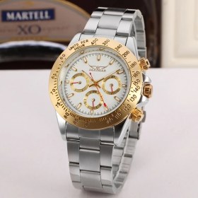 Resim Hanyang Altın Beyaz Jaragar Izle Rahat Moda Üç Gözlü Pin Ölçeği Mekanik Izle Hafta Çelik Kayış Kol Saati Yuvarlak Saat (Yurt Dışından) 