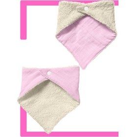 Resim Bebek Ağız Bezi Salya Önlüğü Fular Çok Amaç 2'li P-bej Pembe - Krem 