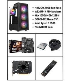 Resim RAMTECH BİLGİSAYAR EcoGaming V30 Ryzen 5 5500 | Gtx 1050ti 4Gb | 16Gb Ram | 500Gb M2 Nvme Masaüstü Gaming Bilgisayar 