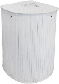 Resim Köşe Çamaşır Sepeti Bambu Beyaz Renk Beyaz 