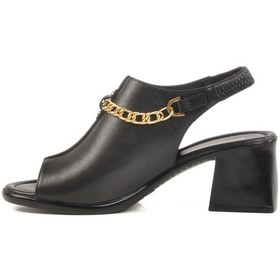 Resim Siyah Hakiki Deri Kadın Topuklu Sandalet Pc-54632 Z Siyah 