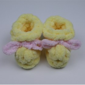 Resim FLOWERS HAND Puffy El Örgüsü Bebek Patiği / Hediyelik /sarı Renk Puffy Bebek Patiği 