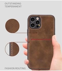 Resim Desingshop Apple iPhone 16 Kartlıklı Lüx Deri Kılıf Açık Kahve 