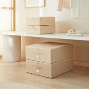 Resim 4'lü Bej Balıksırtı Destekli Hurç Set 2 Adet 31 X 38 X 12 + 45 X 55 X 18 Cm Ocean Home Textile