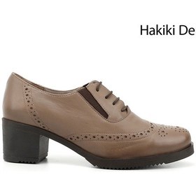 Resim Gönderi R Vizon Antik Bağcıklı Orta Kalın Topuklu Hakiki Deri Oxford Ayakkabı Vizon 