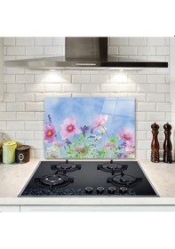 Resim Decorita Menekşe Desenli | Cam Ocak Arkası Koruyucu | 40cm x 60cm 
