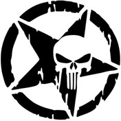 Resim Ogec Worx Eskitilmiş Yıldız Kurukafa Punisher Desenli Mini Sticker Etiket Modeli 