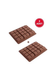 Resim Dubai Çikolatası Kalıbı Silikon Çikolata Kalıbı Büyük Boy 2 Adet 27x17 Cm Kahverengi 