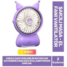 Resim Sessiz 2 Kademeli Hafif Kablosuz 1200mah Pervaneli Taşınabilir Usb Şarjlı Masa El Fanı Vantilatör 