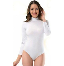 Resim Balıkçı Yaka Uzun Kollu Body 4055 - Beyaz 