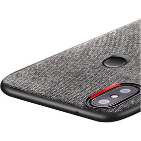 Resim Microcase Xiaomi Mi A2 Lite Fabrik Serisi Kumaş Ve Deri Desen Kılıf - Gri 