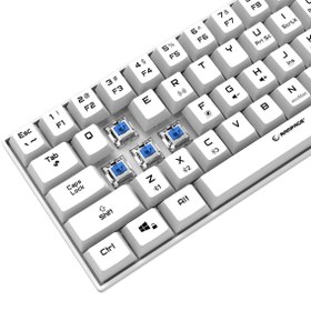 Resim Rampage KB-RX63 B-ATOM Beyaz Bluetooth RGB Backlight Blue Switch Mekanik Q 63 Tuşlu Mini Gaming 