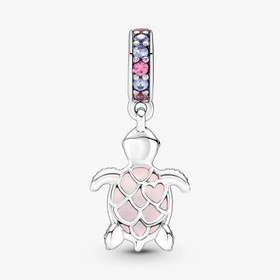 Resim Murano Camı Pembe Deniz Kaplumbağası Sallantılı Charm 