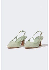 Resim DeFacto Kadın Bağcıklı Yüksek Taban Suni Deri Topuklu Sandalet E2522AX25SMGN252 Yeşil 
