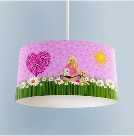 Resim Mekta Home Bebek Ve Çocuk Odası Barbie Ve Kalp Desenli Avize Renkli 