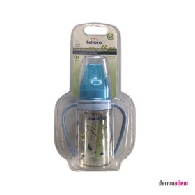 Resim Bambino Silikon Kiraz Uçlu Kulplu Cam Biberon 125 Ml Mavi B015 