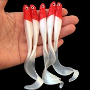 Resim 4 adet Kıvrık Kuyruk Balıkçılık Yemleri - 3 Üçlü Kanca ile Bionik Yumuşak Yem, Kırmızı/Beyaz/Şeffaf Renk Çeşitleri, Bas ve Alabalık Tatlısu Tuzlu Su Balıkçılığı için Esnek Kıvrılmış Kuyruk Hareketi, Gerçekçi Balık Yemi, Solucan Gibi Doku 