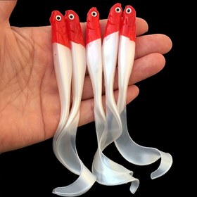 Resim 4 adet Kıvrık Kuyruk Balıkçılık Yemleri - 3 Üçlü Kanca ile Bionik Yumuşak Yem, Kırmızı/Beyaz/Şeffaf Renk Çeşitleri, Bas ve Alabalık Tatlısu Tuzlu Su Balıkçılığı için Esnek Kıvrılmış Kuyruk Hareketi, Gerçekçi Balık Yemi, Solucan Gibi Doku 