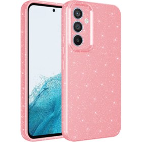 Resim Galaxy S24 FE Kılıf Kamera Korumalı Simli Lüks KLFS Koton Kapak - Açık Pembe 