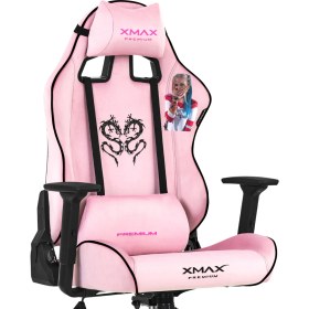 Resim XMAX / Baskılı Rio Balerion Terletmez Kadife Kumaş Pembe Gaming Oyuncu Koltuğu / 120 kg Taşır 