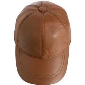 Resim Unisex %100 Deri Arkadan Ayarlanabilir Baseball Kep Şapka Açık Kahverengi 