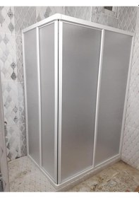 Resim Teknesiz Dikdörtgen Duşakabin Plastik Camlı Beyaz Profilli Beyaz 