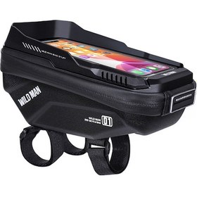 Resim Lemestar Süper Dayanıklı Siyah Bisiklet Ön Çantası - Su Geçirmez Pu + Eva, 6.7" Telefon Dokunmatik Penceresi, 1l Hacim, Günlük Kullanım İçin Çok Renkli 