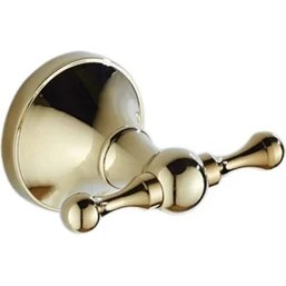 Resim Altın Ceket Kanca Siyah Pirinç Çift Vintage Bronz Krom Antika Banyo Duvar Kanca Askı Havlu Banyo Robe Kanca Beyaz | Robe Hooks 