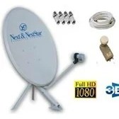 Resim Nextstar 85 cm Paslanmaz Galvaniz Çanak Anten Seti – 4 Çıkışlı LNB, Sinyal Güçlendirici ve 25 m Kablo ile Dayanıklı Kurulum 