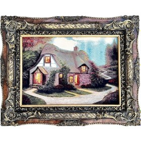 Resim Hobbit Evi Adlı İran Tebriz Halı Tablo 94x75cm - Duvar Halı Kilim Tablo 