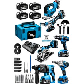 Resim Lieber German Teknoloji 6lı Set Bl Motor Matkap Hilti Taşlama Somun Sıkma Dekupaj Testere Daire Testere Makinesi 